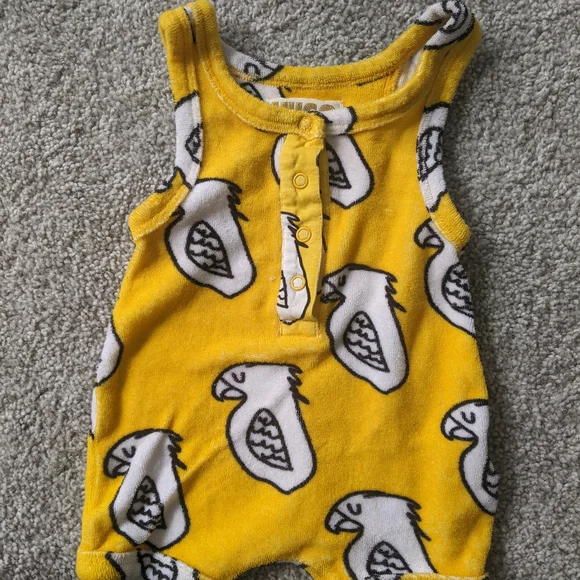3 Baby Rompers, Frenchy Yummy Paris, Hugo, Mini Rodini Organic